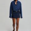 The Frankie Shop CLOTHING Isle Linen Mini Skirt - Navy