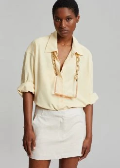 The Frankie Shop CLOTHING Isle Linen Mini Skirt - Oat Melange