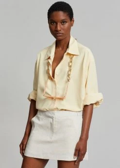 The Frankie Shop CLOTHING Isle Linen Mini Skirt - Oat Melange