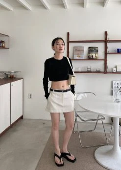 The Frankie Shop CLOTHING Isle Linen Mini Skirt - Oat Melange