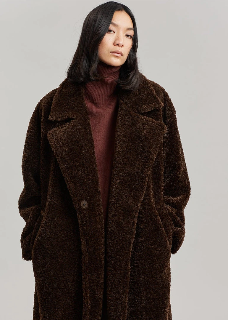 The Frankie Shop CLOTHING Jade Fuzzy Coat - Java 2 The Frankie Shop CLOTHING Jade Fuzzy Coat - Java
