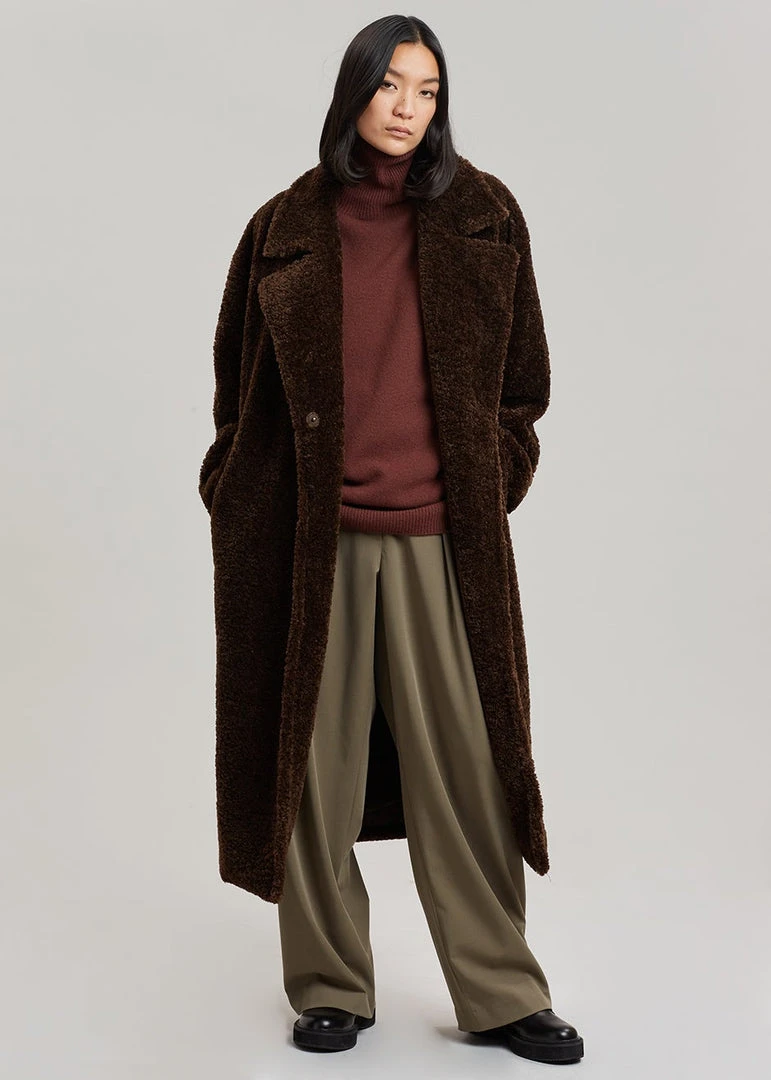 The Frankie Shop CLOTHING Jade Fuzzy Coat - Java 1 The Frankie Shop CLOTHING Jade Fuzzy Coat - Java