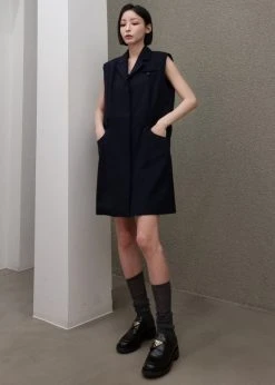 Inch Jahe Vest Dress - Navy 20 Inch Jahe Vest Dress - Navy