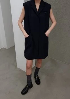 Inch Jahe Vest Dress - Navy 21 Inch Jahe Vest Dress - Navy