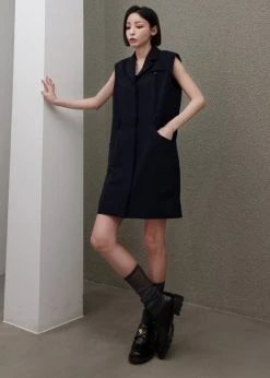 Inch Jahe Vest Dress - Navy 22 Inch Jahe Vest Dress - Navy