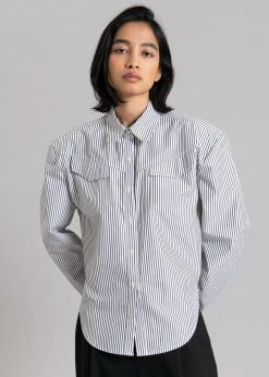 Black Fuchsia Jeanne Padded Shirt - Black Stripe CLOTHING