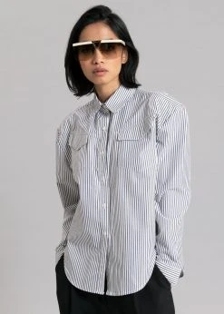 Black Fuchsia Jeanne Padded Shirt - Black Stripe CLOTHING