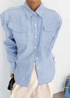 Black Fuchsia CLOTHING Jeanne Padded Shirt - White Stripe