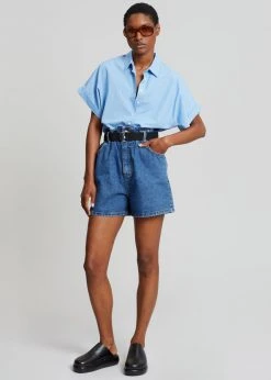 The Frankie Shop Jeda Denim Shorts - Medium Wash CLOTHING