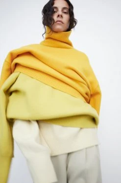 The Frankie Shop Joya Roll Neck Sweater - Citron