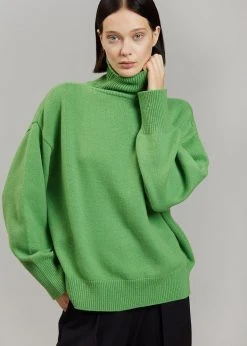 The Frankie Shop Joya Roll Neck Sweater - Kermit CLOTHING