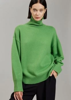 The Frankie Shop Joya Roll Neck Sweater - Kermit CLOTHING