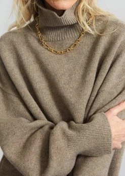 The Frankie Shop Joya Roll Neck Sweater - Taupe CLOTHING