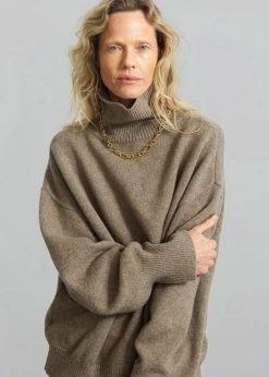 The Frankie Shop Joya Roll Neck Sweater - Taupe CLOTHING