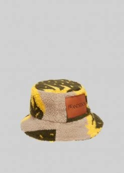 Men JW Anderson Asymmetric Bucket Hat - Natural/Green