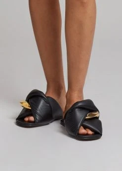 Vacation Edit JW Anderson Chain Flat Sandals - Black