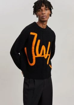 JW Anderson Crewneck Cable Jumper - Black/Orange 13 JW Anderson Crewneck Cable Jumper - Black/Orange