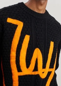JW Anderson Crewneck Cable Jumper - Black/Orange 15 JW Anderson Crewneck Cable Jumper - Black/Orange