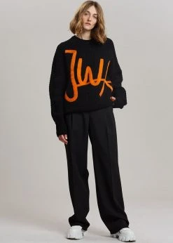 JW Anderson Crewneck Cable Jumper - Black/Orange