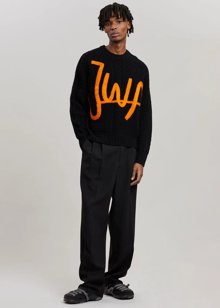 JW Anderson Crewneck Cable Jumper - Black/Orange 4 JW Anderson Crewneck Cable Jumper - Black/Orange