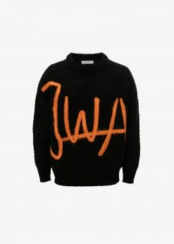 JW Anderson Crewneck Cable Jumper - Black/Orange 17 JW Anderson Crewneck Cable Jumper - Black/Orange