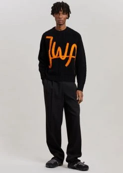JW Anderson Crewneck Cable Jumper - Black/Orange 11 JW Anderson Crewneck Cable Jumper - Black/Orange