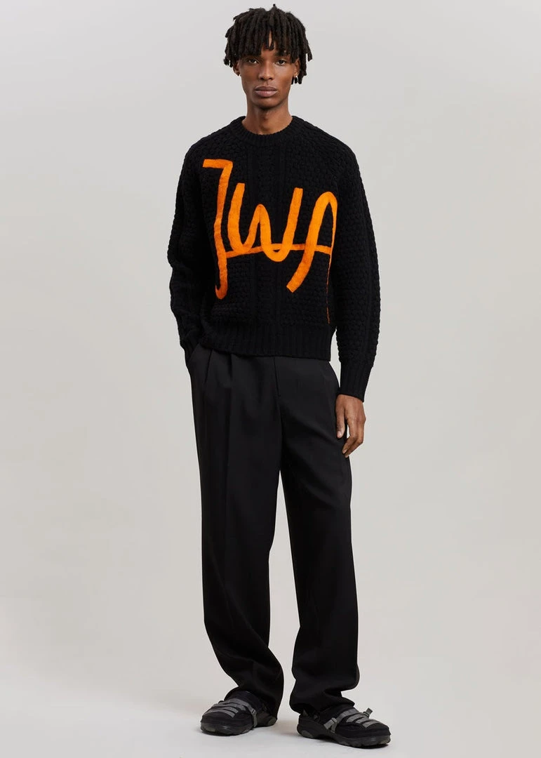 JW Anderson Crewneck Cable Jumper - Black/Orange 3 JW Anderson Crewneck Cable Jumper - Black/Orange