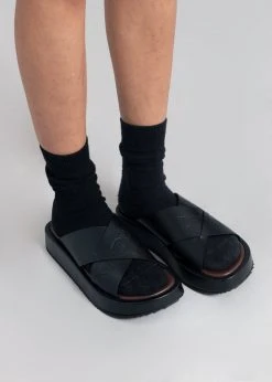 Vacation Edit JW Anderson Flat Platform Sandal - Black