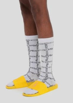 ACCESSORIES JW Anderson Logo Grid Ankle Socks - White/Black
