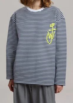 Men JW Anderson Long Sleeve Crewneck Tee - Black/White