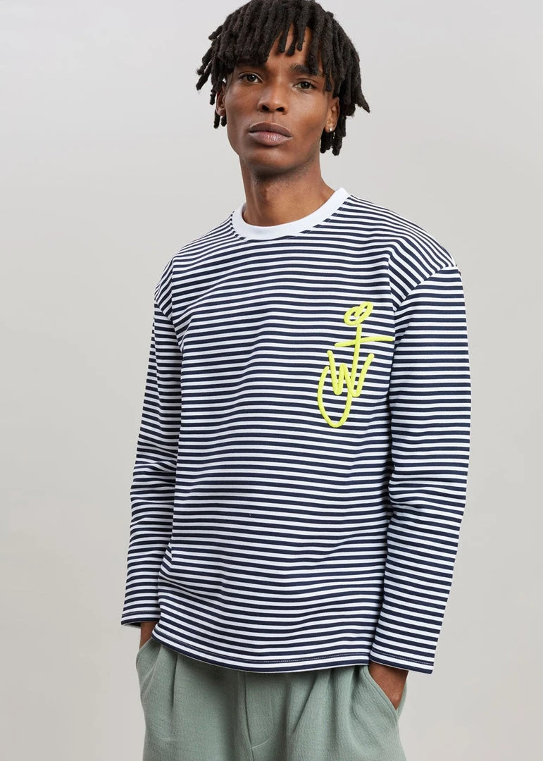 Men JW Anderson Long Sleeve Crewneck Tee - Black/White 5 Men JW Anderson Long Sleeve Crewneck Tee - Black/White