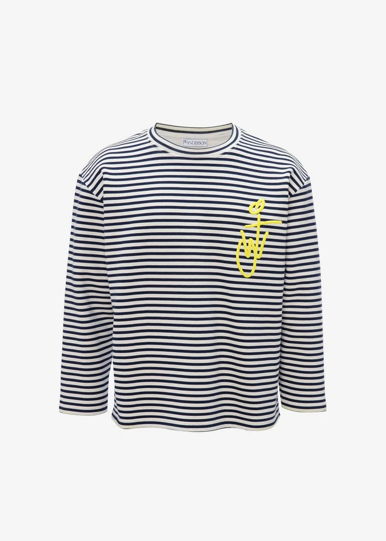 Men JW Anderson Long Sleeve Crewneck Tee - Black/White 10 Men JW Anderson Long Sleeve Crewneck Tee - Black/White