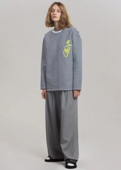 Men JW Anderson Long Sleeve Crewneck Tee - Black/White