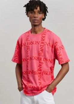 JW Anderson Oversized Logo Grid Tee - Fuchsia Men