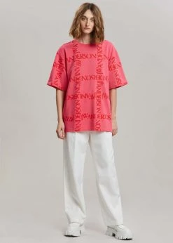 JW Anderson Oversized Logo Grid Tee - Fuchsia Men