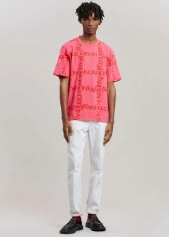 JW Anderson Oversized Logo Grid Tee - Fuchsia Men