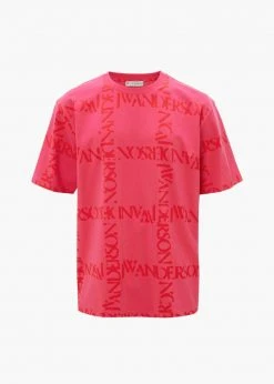 JW Anderson Oversized Logo Grid Tee - Fuchsia Men