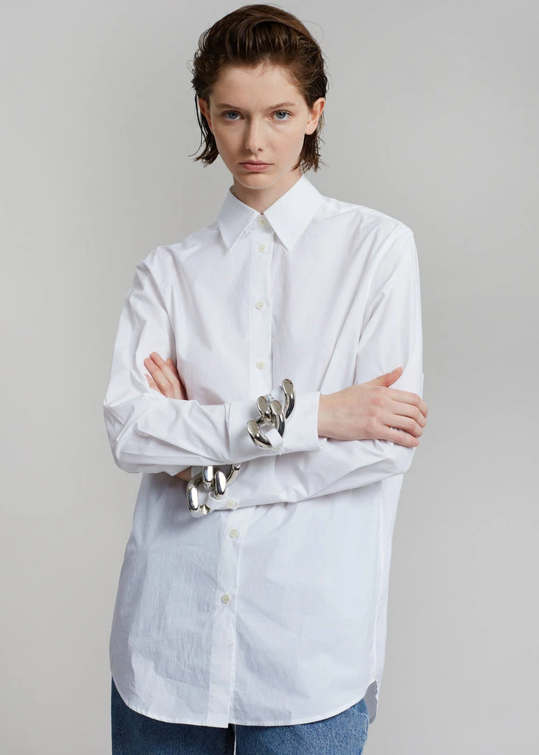 JW Anderson Silver Chain Link Shirt - White CLOTHING 1 JW Anderson Silver Chain Link Shirt - White CLOTHING