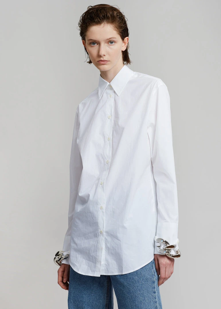 JW Anderson Silver Chain Link Shirt - White CLOTHING 5 JW Anderson Silver Chain Link Shirt - White CLOTHING
