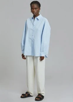 Love You So Much CLOTHING Kae Button Back Shirt - Sky