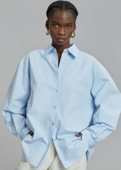 Love You So Much CLOTHING Kae Button Back Shirt - Sky