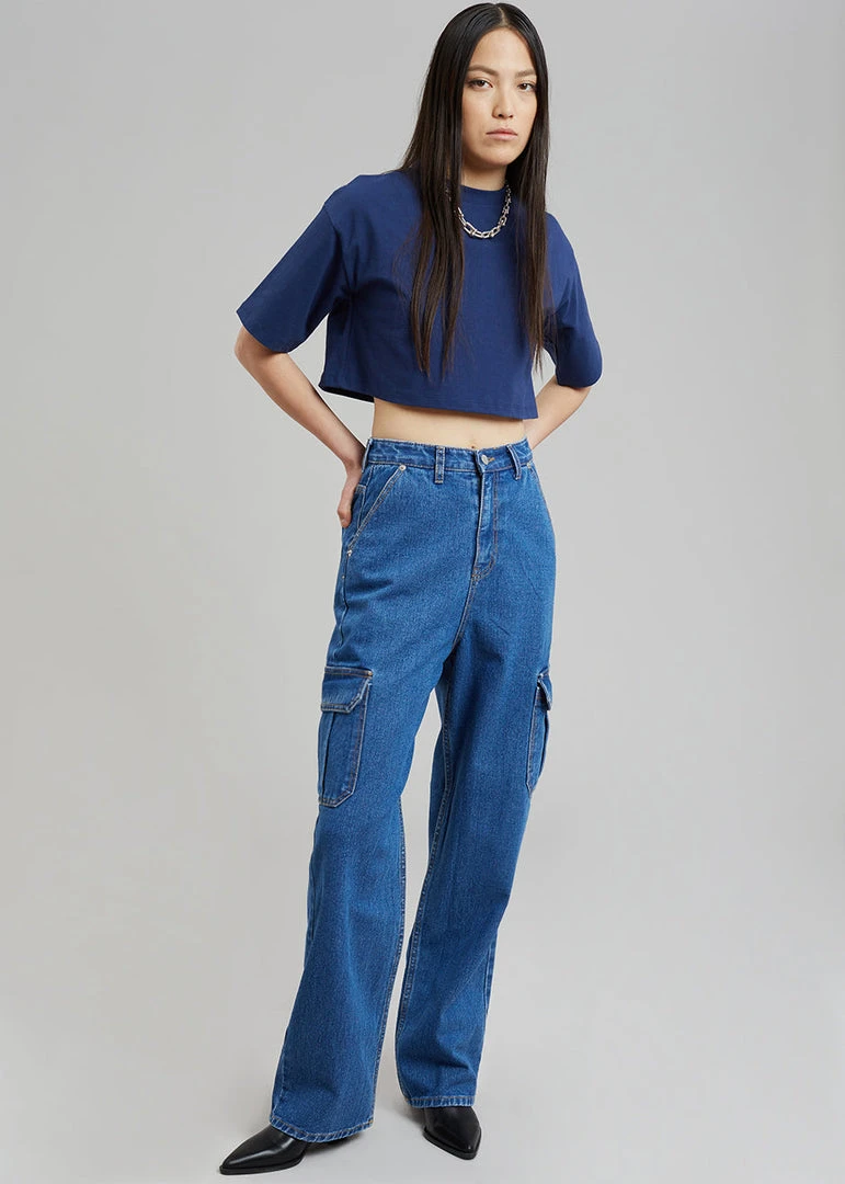 Varial Kai Cargo Denim Pants - Medium Wash 1 Varial Kai Cargo Denim Pants - Medium Wash