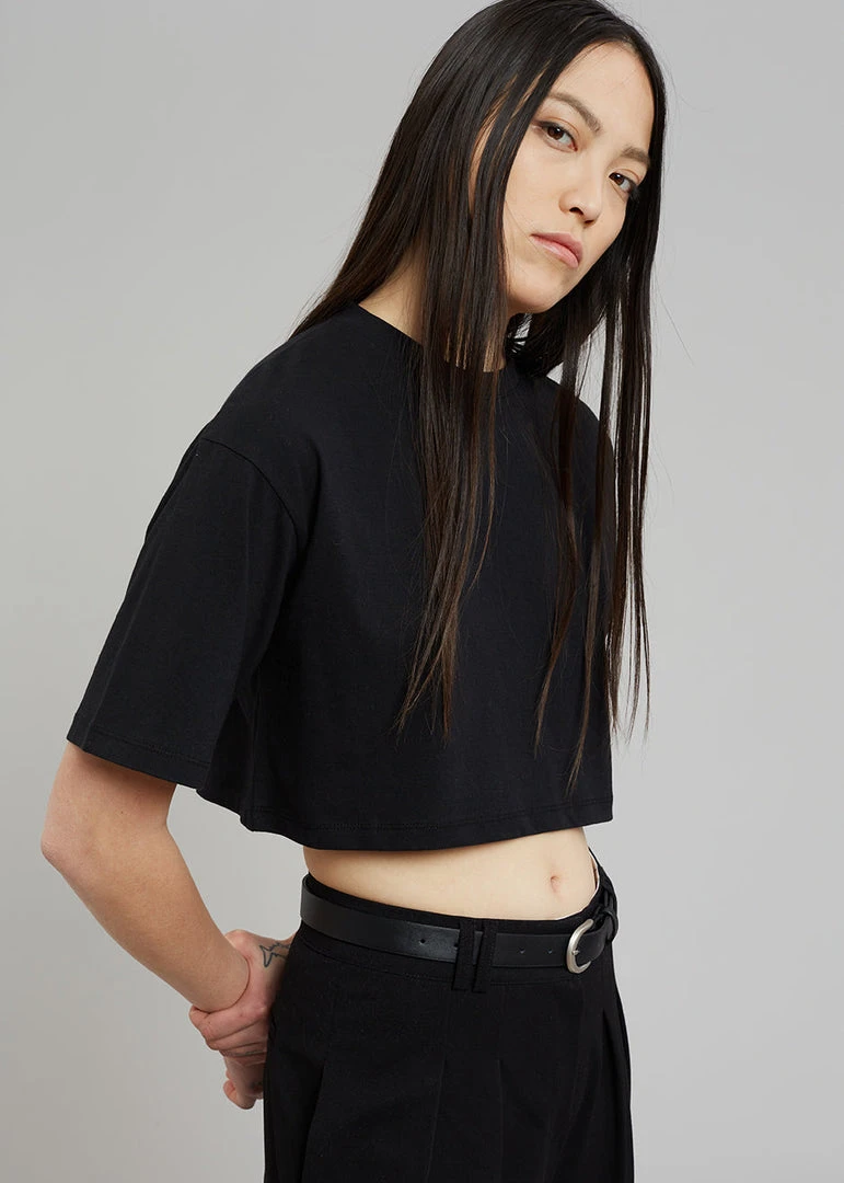 The Frankie Shop CLOTHING Karina Cropped T-Shirt - Black 2 The Frankie Shop CLOTHING Karina Cropped T-Shirt - Black