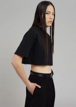 The Frankie Shop CLOTHING Karina Cropped T-Shirt - Black 8 The Frankie Shop CLOTHING Karina Cropped T-Shirt - Black