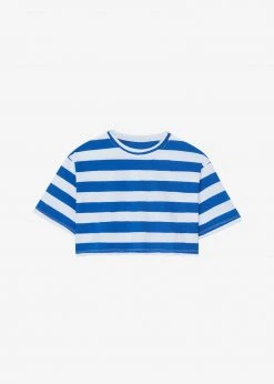 The Frankie Shop CLOTHING Karina Cropped T-Shirt - Cobalt/White