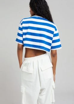 The Frankie Shop CLOTHING Karina Cropped T-Shirt - Cobalt/White