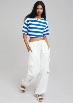 The Frankie Shop CLOTHING Karina Cropped T-Shirt - Cobalt/White