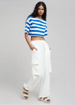 The Frankie Shop CLOTHING Karina Cropped T-Shirt - Cobalt/White