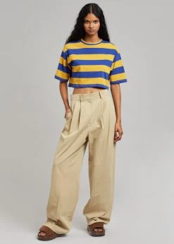 The Frankie Shop CLOTHING Karina Cropped T-Shirt - Deep Blue/Mustard