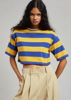 The Frankie Shop CLOTHING Karina Cropped T-Shirt - Deep Blue/Mustard